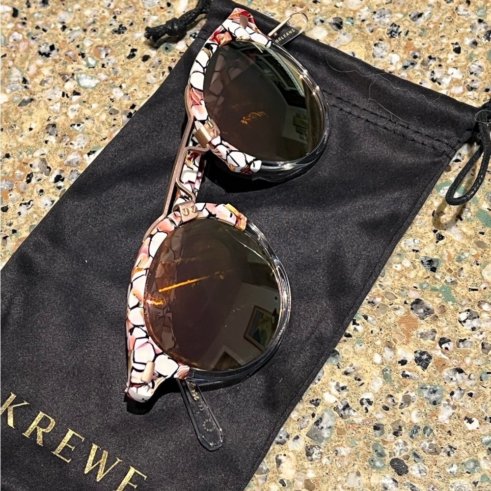KREWE St. Louis Mirrored Lotus to Crystal Rose Gold Sunglasses